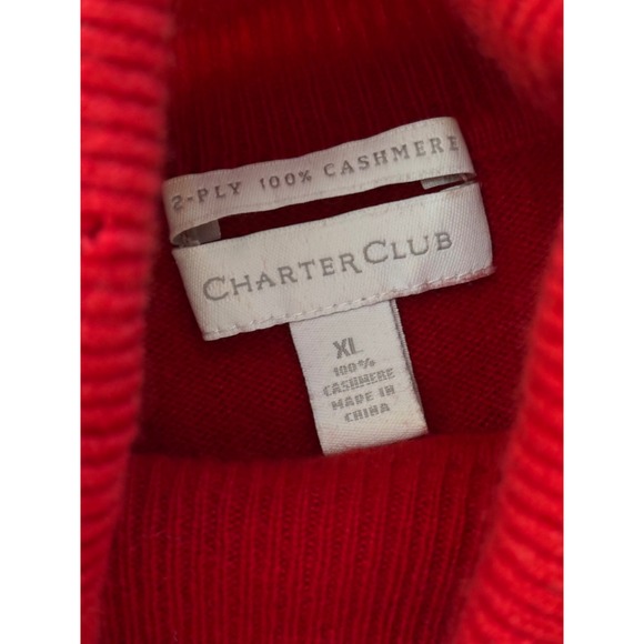 Charter Club Womens Cashmere Turtleneck Sweater XL Red Quiet Luxury Old Money - Picture 3 of 6